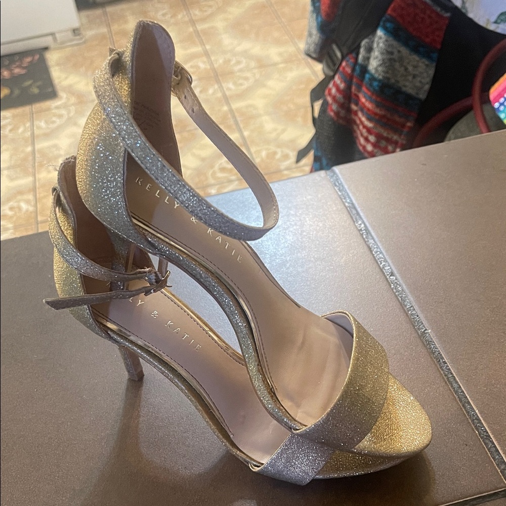 Kelly & Katie Gold Glitter Ankle-Strap Heels - Picture 5 of 5